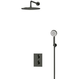 Radius Regendouche Inbouw | Zwart chroom 30 cm Regendouche Thermostatisch