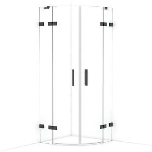 Diamond Douchecabine | 80x80 cm Zwart chroom Helder glas Draaideur Kwartrond