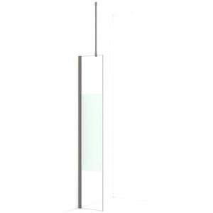 Diamond Inloopdouche | 30 cm Zwart metaal Helder met matte strook Vaste wand