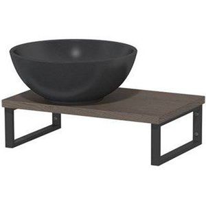 Modulo Pico Wastafelblad met waskom | 41 cm Donkerbruin eiken Mat zwart Quartz