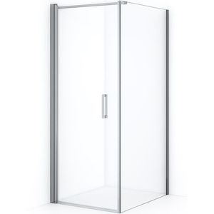 Diamond Douchecabine | 100x80 cm Chroom Helder glas Draaideur Rechthoek