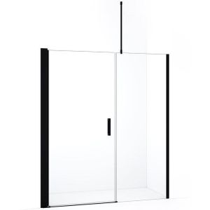 Diamond Douchedeur | 170 cm Mat zwart Helder glas Draaideur