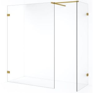 Diamond Inloopdouche | 140x80 cm Goud Helder glas 2 vaste wanden
