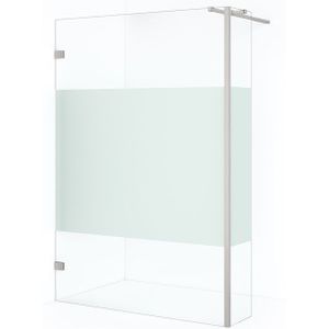 Diamond Inloopdouche | 140 cm Rvs Helder met matte strook Vaste wand met zijwand