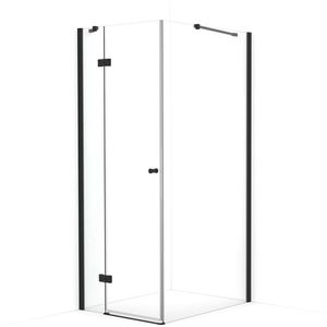 Amber Douchecabine | 100x70 cm Mat zwart Helder glas Draaideur Rechthoek