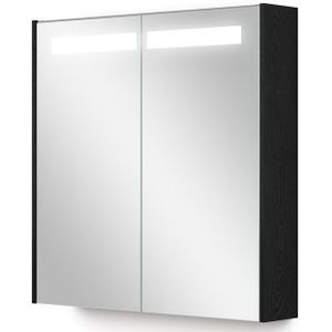 Spiegelkast Met Verlichting Modulo 70x70cm Zwart Eiken