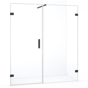 Diamond Douchedeur | 155 cm Zwart chroom Helder glas Draaideur