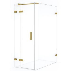 Diamond Douchecabine | 140x80 cm Goud Helder glas Draaideur Rechthoek