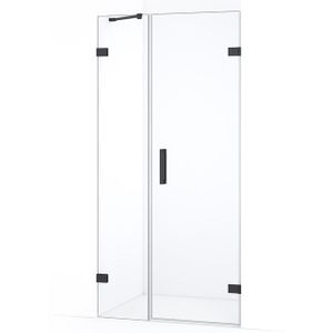 Diamond Douchedeur | 85 cm Zwart chroom Helder glas Draaideur