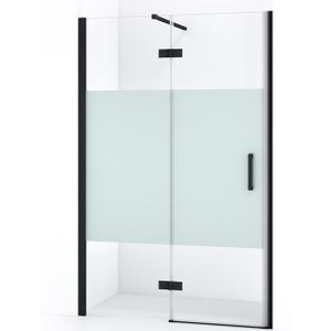 Diamond Douchedeur | 120 cm Mat zwart Helder met matte strook Draaideur