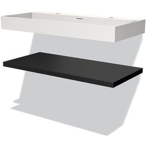 Modulo Badkamermeubel met wastafel | 100 cm Mat zwart front Solid surface Wastafel met blad