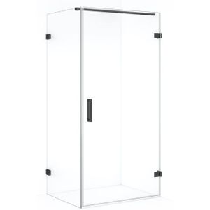Diamond Douchecabine | 100x70 cm Zwart chroom Helder glas Draaideur Rechthoek