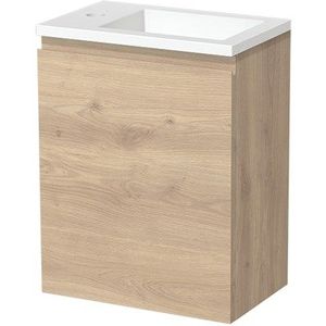 Modulo Pico Toiletmeubel met wastafel | 40 cm Lichtbruin eiken Greeploos front Solid surface