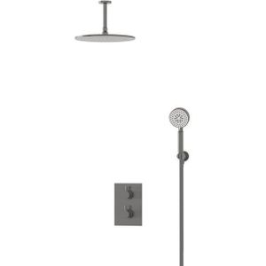 Radius Regendouche Inbouw | Zwart metaal 30 cm Regendouche Thermostatisch