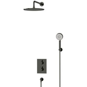 Radius Regendouche Inbouw | Zwart chroom 30 cm Regendouche Thermostatisch