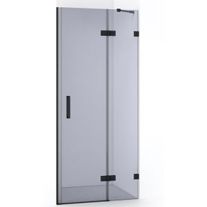 Diamond Douchedeur | 80 cm Mat zwart Rookglas Draaideur
