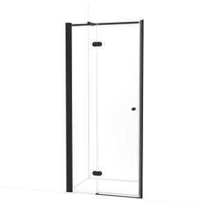 Amber Douchedeur | 95 cm Mat zwart Helder glas Draaideur