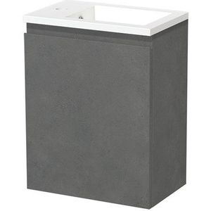 Modulo Pico Toiletmeubel met wastafel | 40 cm Donkergrijs beton Greeploos front Mineraalmarmer