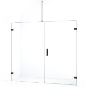 Diamond Douchedeur | 195 cm Zwart chroom Helder glas Draaideur