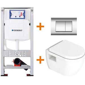 Toiletset Glans wit met Easy Clean + Geberit UP320 inbouwreservoir