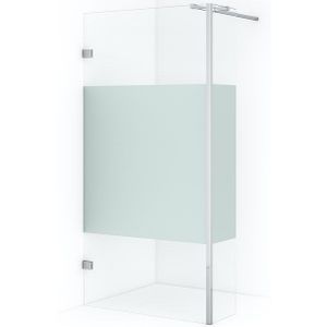 Diamond Inloopdouche | 90 cm Chroom Helder met matte strook Vaste wand met zijwand