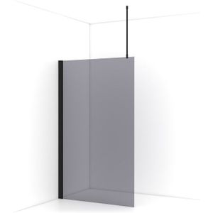 Diamond Inloopdouche | 110 cm Mat zwart Rookglas Vaste wand