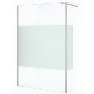 Diamond Inloopdouche | 140 cm Rvs Helder met matte strook Vaste wand met zijwand