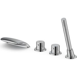 Radius Badkraan  | Chroom Thermostatisch met handdouche  | Badrandmontage
