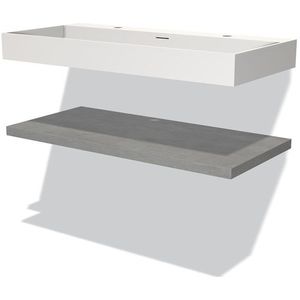 Modulo Badkamermeubel met wastafel | 100 cm Lichtgrijs beton front Solid surface Wastafel met blad