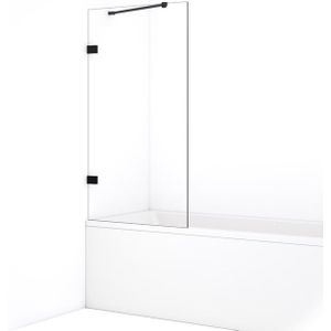 Diamond Badwand | 75 cm Mat zwart Helder glas