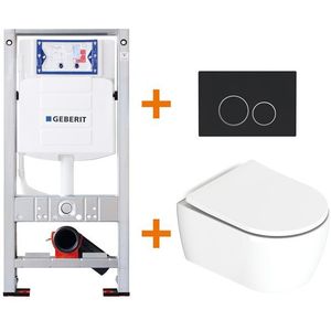 Toiletset Glans wit Verkort met Spoelrand + Geberit UP320 inbouwreservoir