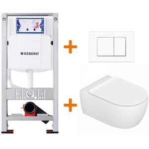 Toiletset Glans wit met Easy Clean + Geberit UP320 inbouwreservoir