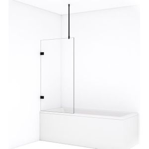 Diamond Badwand | 80 cm Mat zwart Helder glas