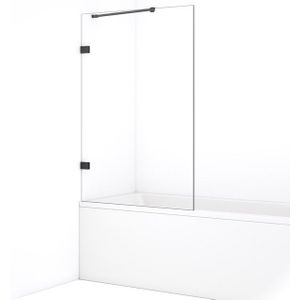 Diamond Badwand | 100 cm Zwart chroom Helder glas