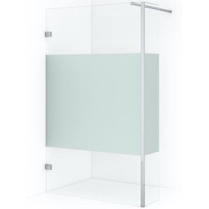 Diamond Inloopdouche | 110 cm Chroom Helder met matte strook Vaste wand met zijwand