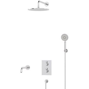 Radius Inbouw Badkraan met regendouche | Chroom Thermostatisch
