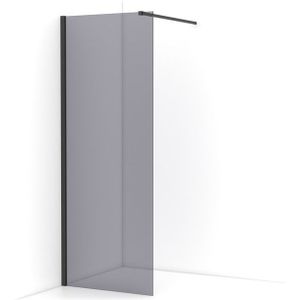 Diamond Inloopdouche | 80 cm Zwart chroom Rookglas Vaste wand