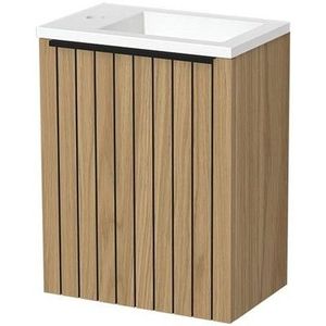 Modulo Pico Toiletmeubel met wastafel | 40 cm Naturel fineer Strook front Solid Surface