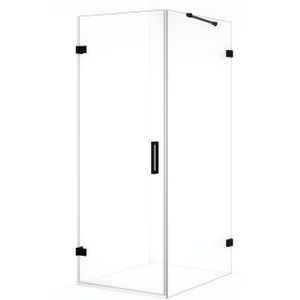 Diamond Douchecabine | 90x80 cm Mat zwart Helder glas Draaideur Rechthoek