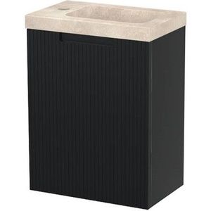 Modulo Pico Toiletmeubel met wastafel | 40 cm Mat zwart Lijn front Natuursteen