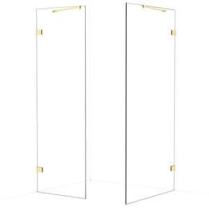 Diamond Inloopdouche | 100x70 cm Lichtgoud Helder glas 2 vaste wanden