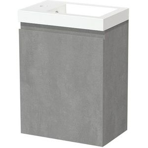 Modulo Pico Toiletmeubel met wastafel | 40 cm Lichtgrijs beton Greeploos front Mineraalmarmer