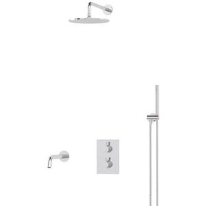 Radius Inbouw Badkraan met regendouche | Chroom Thermostatisch