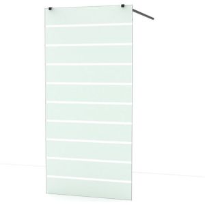 Diamond Inloopdouche | 100 cm Mat zwart Helder met matte strepen Vrijstaande wand