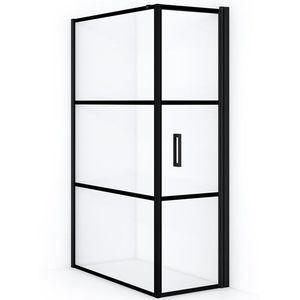 Diamond Douchecabine | 120x60 cm Mat zwart Helder met 4 zwarte strepen Draaideur Rechthoek