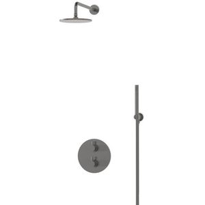 Radius Regendouche Inbouw | Zwart metaal 20 cm Regendouche Thermostatisch