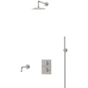 Radius Inbouw Badkraan met regendouche | Rvs Thermostatisch