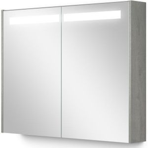 Spiegelkast Met Verlichting Modulo 90x70cm Grijs Eiken