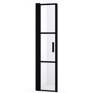 Diamond Douchedeur | 50 cm Mat zwart Helder met zwarte strepen Draaideur