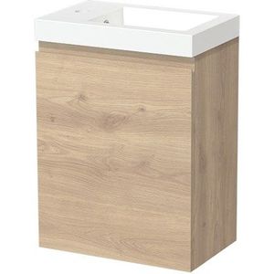 Modulo Pico Toiletmeubel met wastafel | 40 cm Lichtbruin eiken Vlak front Mineraalmarmer